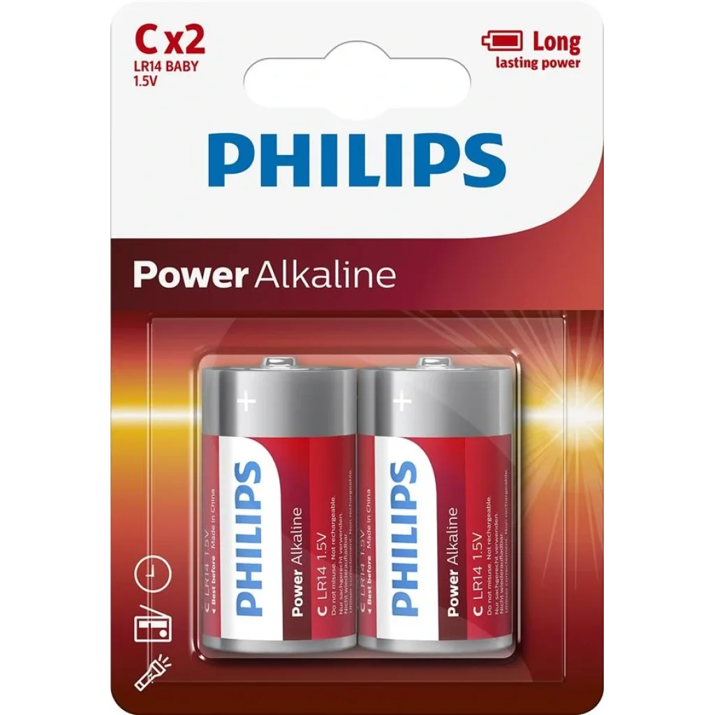 Батарейка Philips Power Alkaline C BLI 2 UA